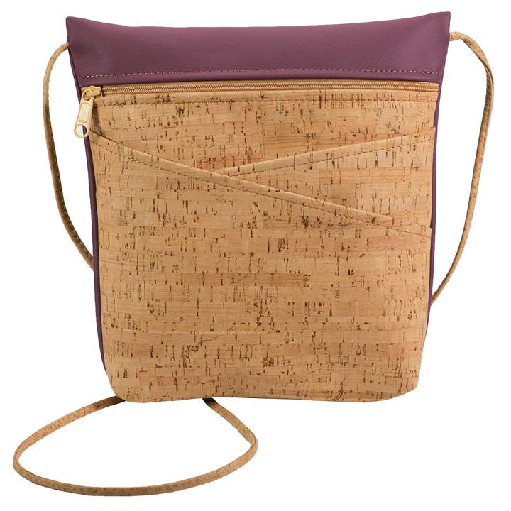 Two-Toned Cork Crossbody with Large Slip Pocket Natural & Brown