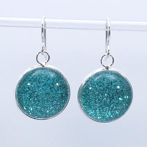 Shimmer Teal Drop Earrings