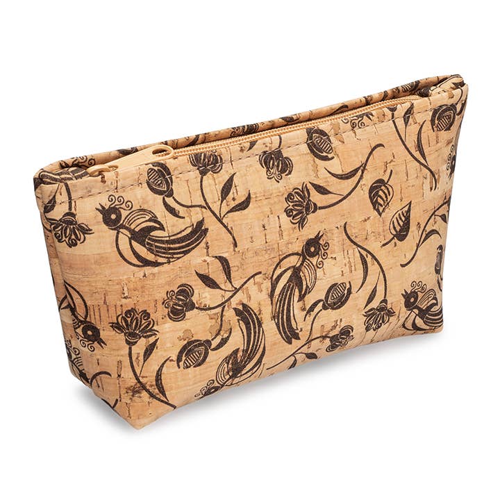 Brown Birds Medium Zip Pouch