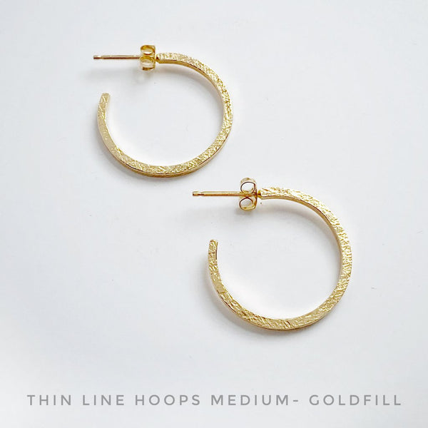 Medium Gold Thin Line Hoops