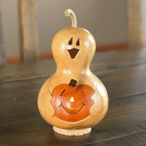 Halloween Gourd Ghost With Inlaid store Jack O Lantern Primitive Holiday Pumpkin Decoration