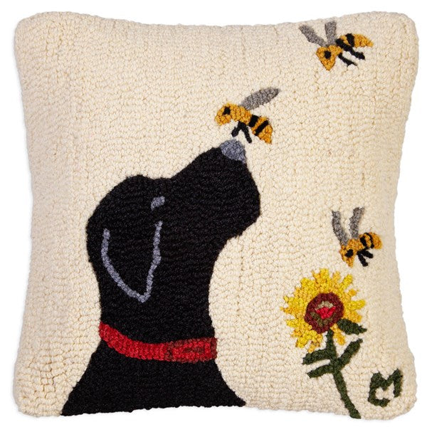 Pet Lovers 2 Labs 14x20 Hooked Wool Pillow